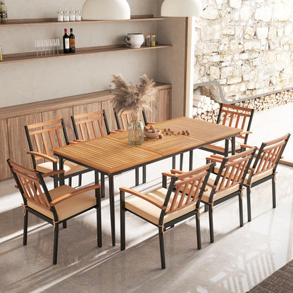 8-Seater 2m Acacia Wood Picnic Table with Slat Tabletop