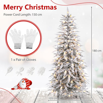 6 FT Artificial Christmas Tree, Flocked Hinged Xmas Tree