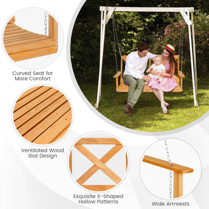 2 Seater Solid Wood Garden Swing Chair