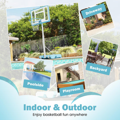 Pool Basketball Hoop Poolside Basketball Goal with 83 cm Shatterproof Backboard