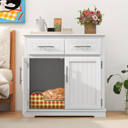 Wooden Cat Litter Box Enclosure with 2 Drawers