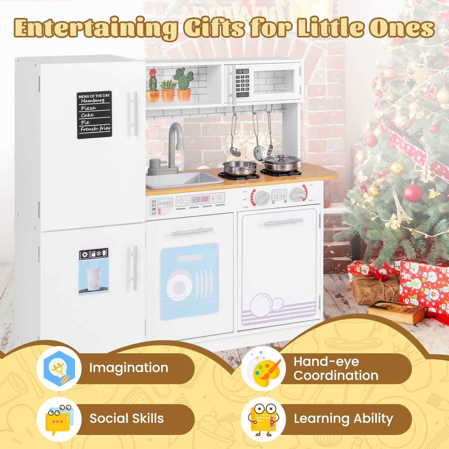 Toddler Pretend Kitchen Toy Set with Stoves and Oven