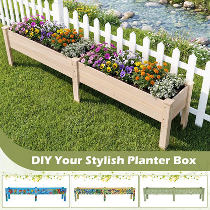 Raised Garden Bed, Wooden Elevated Planter Box with Legs and Drainage Holes