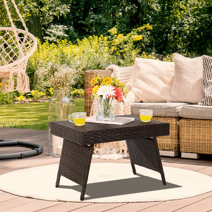 Outdoor Wicker Weave Side Table Small Garden Table
