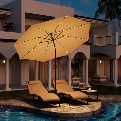 112 Solar Powered LED Lights Patio Umbrella with Tilt