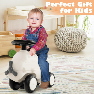 Kids Plane Ride On Toy Car with Cute Propeller and Flexible Steering Wheel
