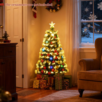 120/150 cm Fiber Optic Christmas Tree Artificial Pre-lit Xmas Tree with 8 Lighting Modes