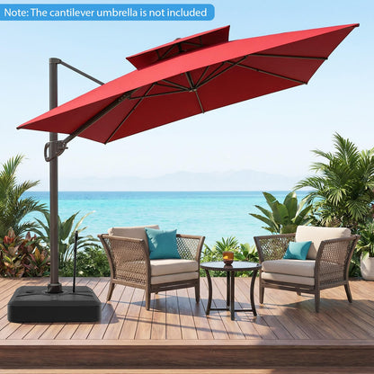 Cantilever Umbrella Base, 150kg Water or Sand Fillable Patio Weighted Umbrella Stand