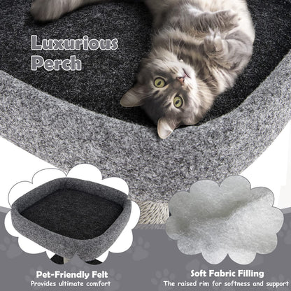 Cat Tree Tower with Scratching Ramp Posts and Top Plush Perch