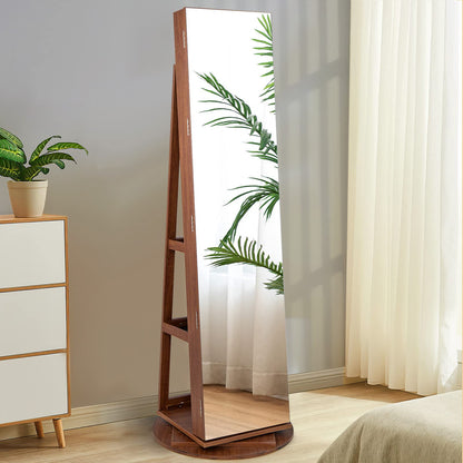 360 Degree Mirrored Jewelry Armoire with 3 Color Auto on LED Lights