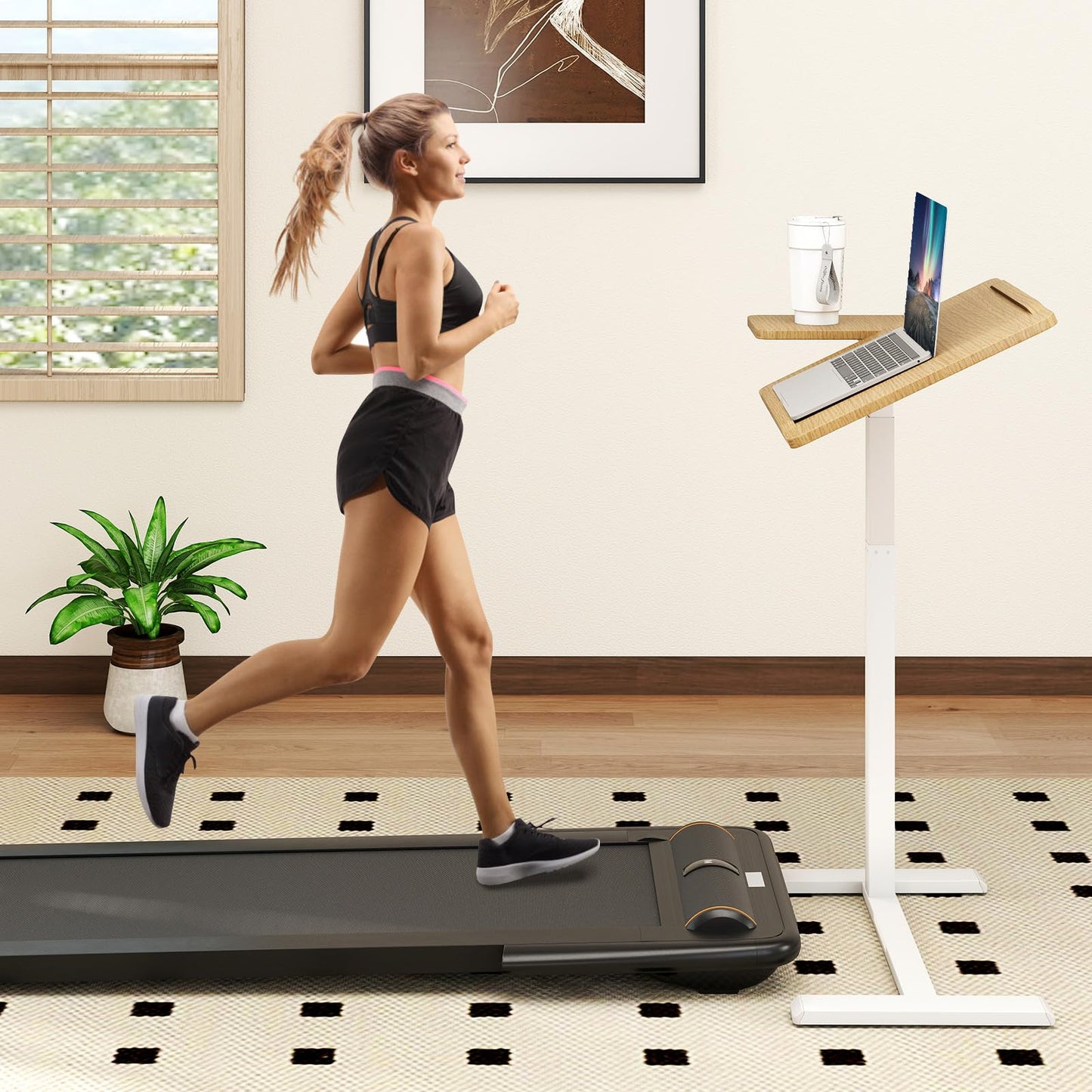 Mobile Over Bed Desk Height Adjustable Standing Laptop Cart with Tilting Tabletop