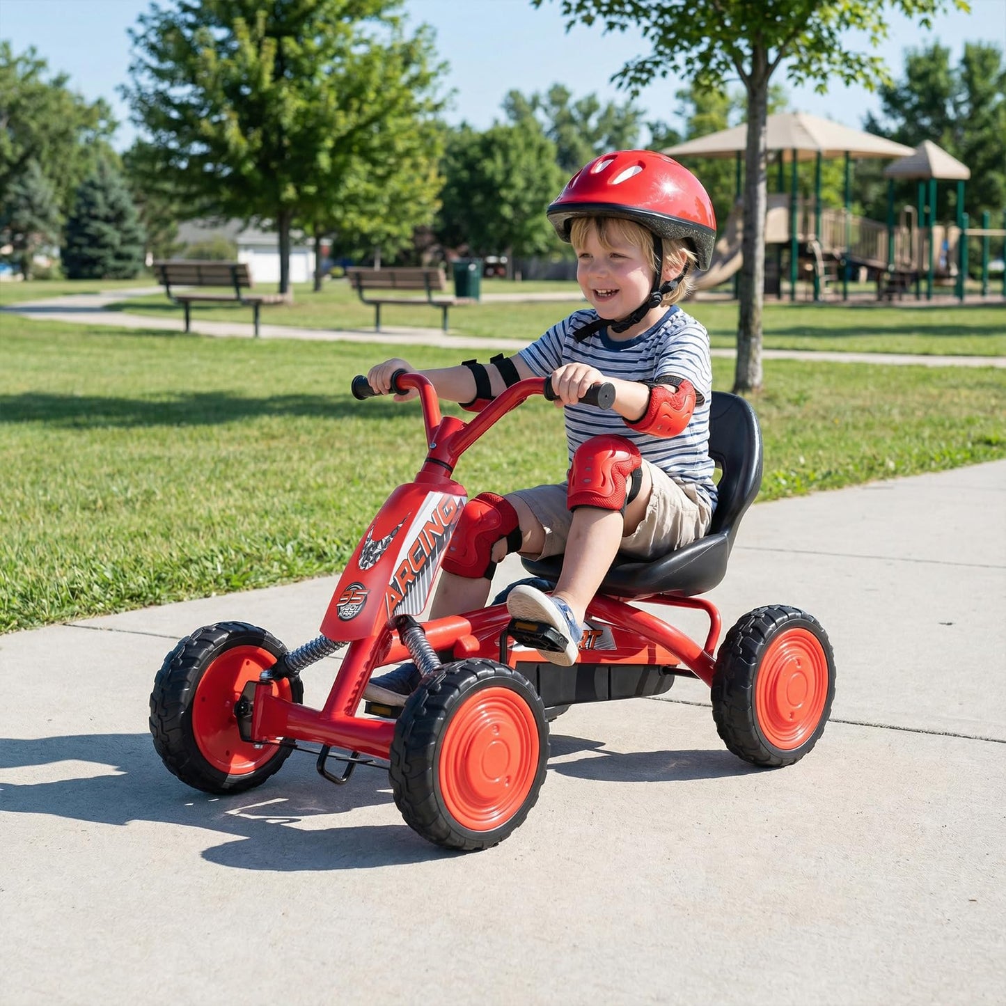 Kids Pedal Go Kart, Ride On Racer with 2-Position Seat