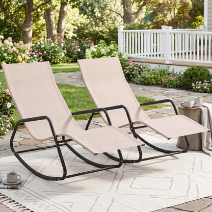 Rocking Sun Lounger, Zero Gravity Recliner Garden Rocking Chair with Armrests