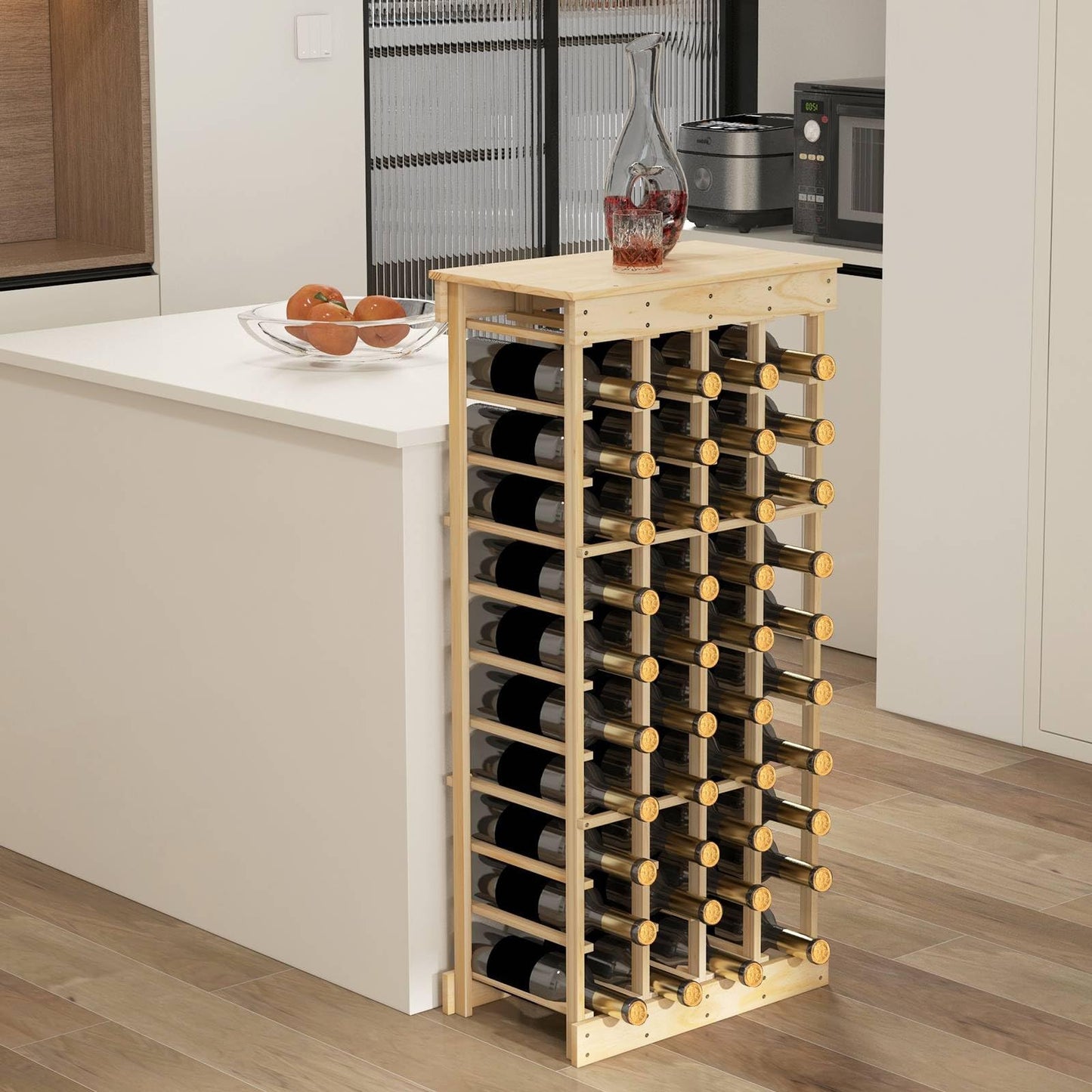 40-Bottle Freestanding Wine Rack Storage Shelf with Tabletop