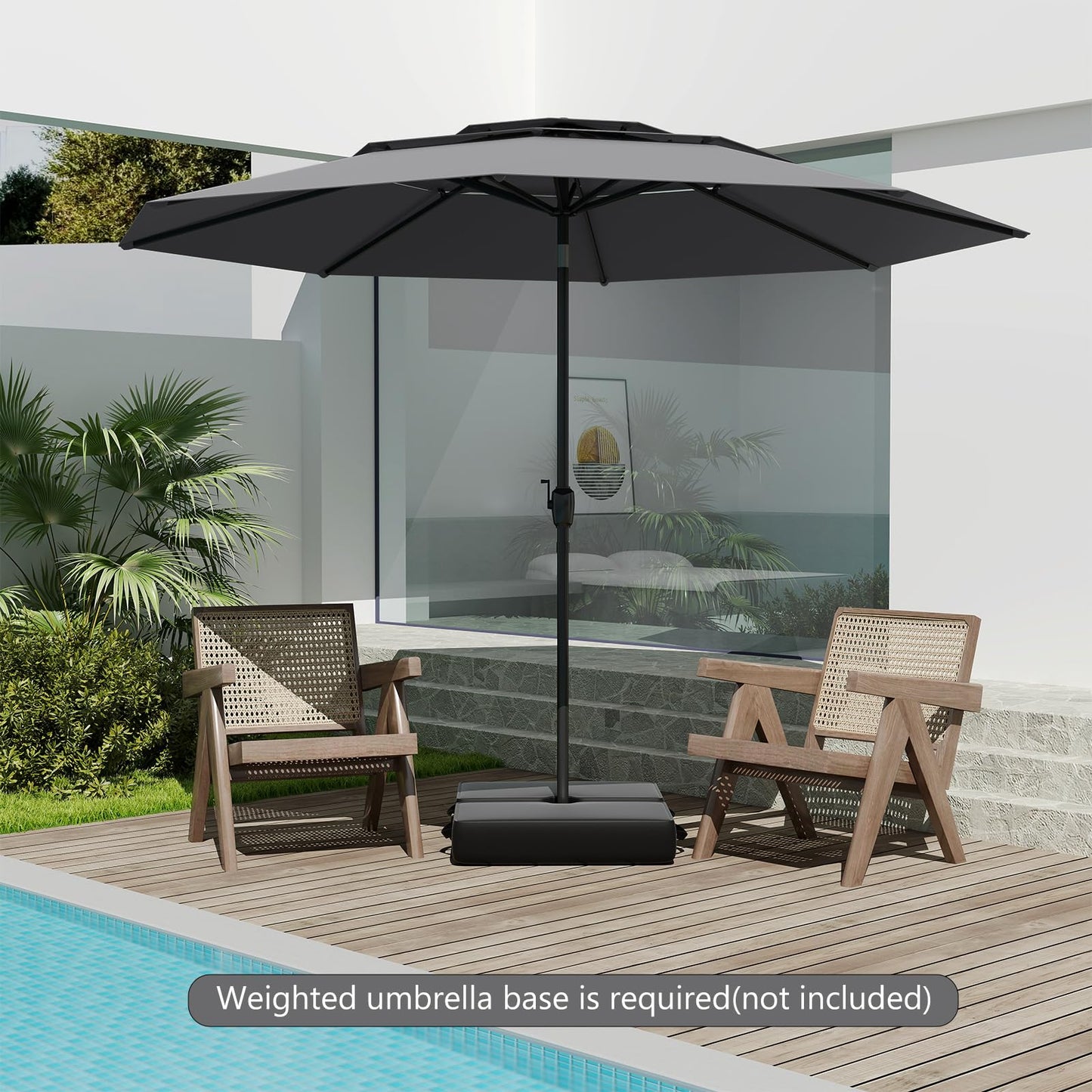 Heavy Duty 8 Ribs Patio Umbrella with Crank Handle and Tilt Function