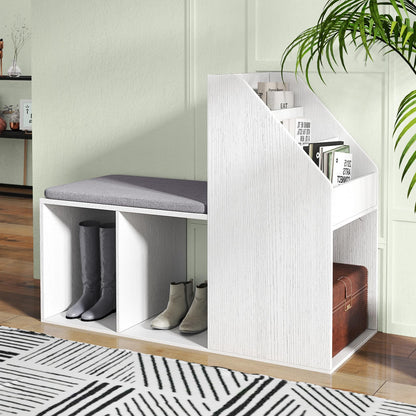 Shoe Storage Bench with 3 Tier Rack and Side Compartments