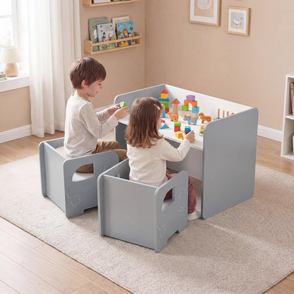 3 Pieces Kids Table and Chair Set with Chalkboard for Home