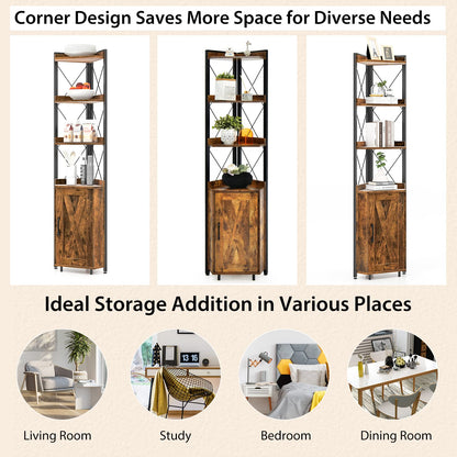 6 Tier Industrial Corner Storage Shelf with Adjustable Shelf