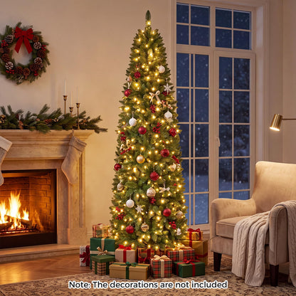 Hinged Pencil Xmas Tree with LED Lights, Foldable Metal Stand