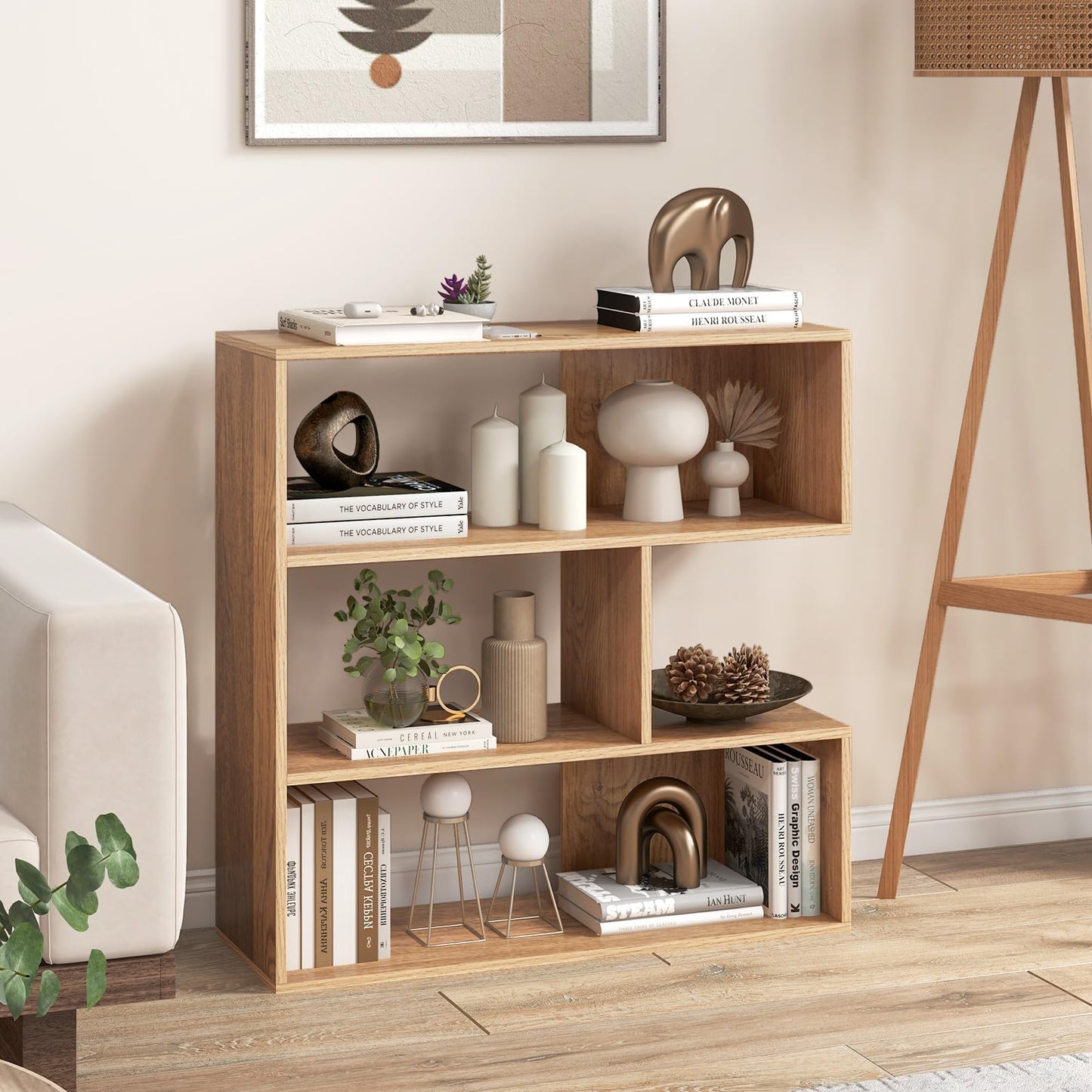 Wooden Bookshelf, 3 Tier Freestanding Separable Bookshelf