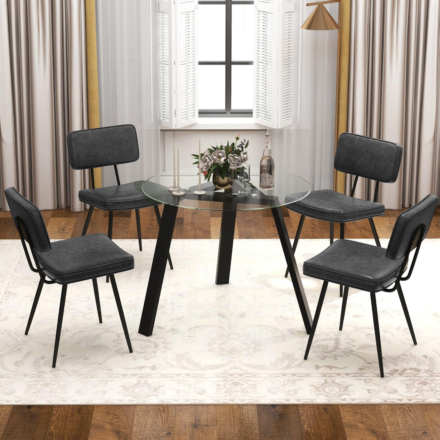 Kitchen Faux Leather Upholstered Dining Chair Set of 2