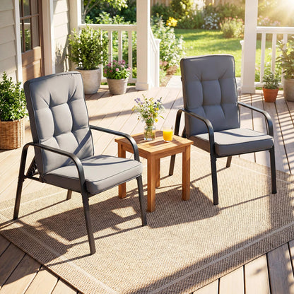 Garden Chairs Set of 2, Outdoor Dining Chairs with 5-Level Adjustable Backrests