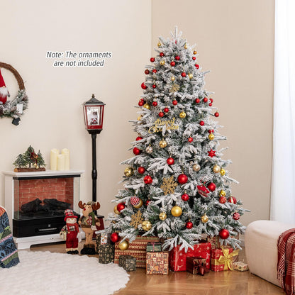 180 cm Artificial Christmas Tree Pre-lit Hinged Xmas Tree with 270 Warm White LED Lights