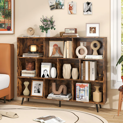 Bookcase 80/100/120/140 CM Storage Organizer with 4/5/5/5 Tapered Metal Legs