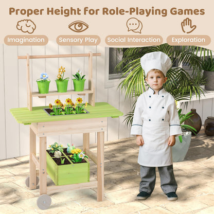 Mud Kitchen, Outdoor Kids Play Kitchen with Removable Pots