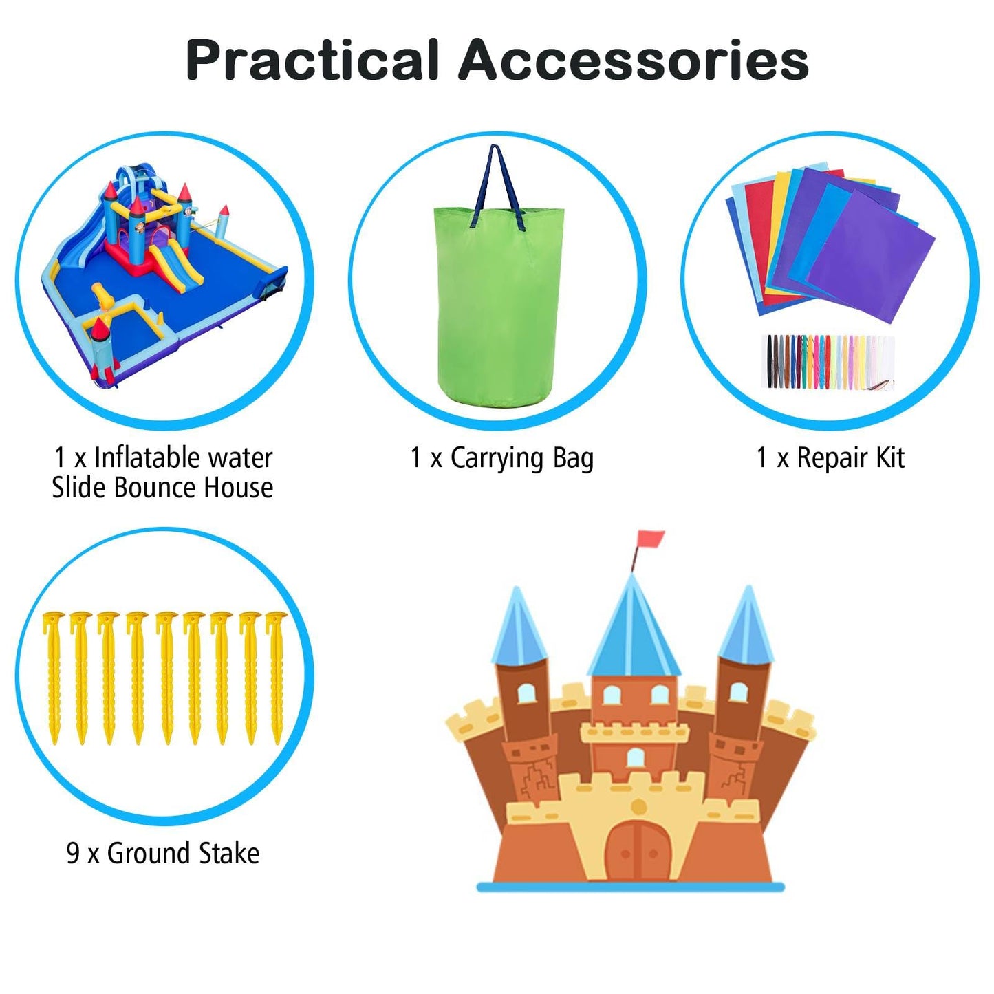 Rocket Theme Inflatable Water Slide Park with 2 Slides