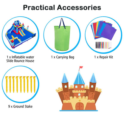 Rocket Theme Inflatable Water Slide Park with 2 Slides