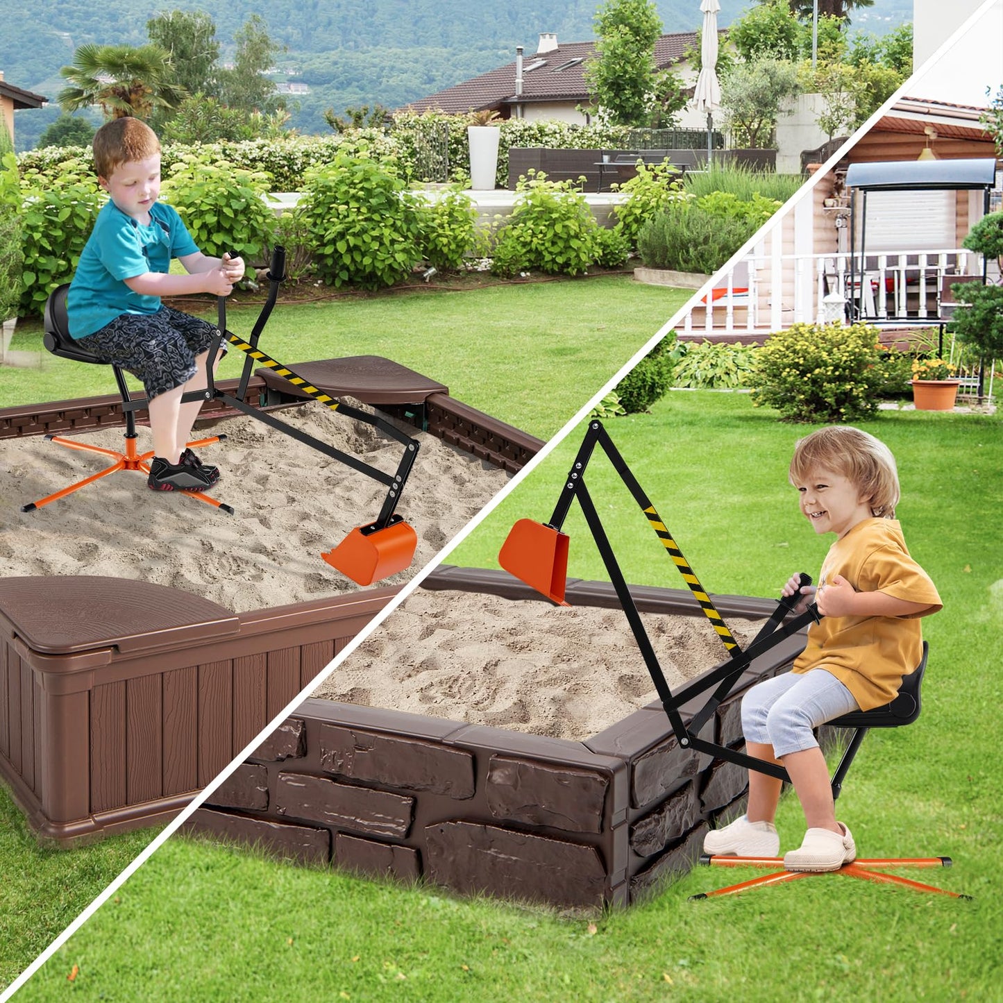 Children Construction Excavator with 2-Handed Controls & 360° Rotatable Function