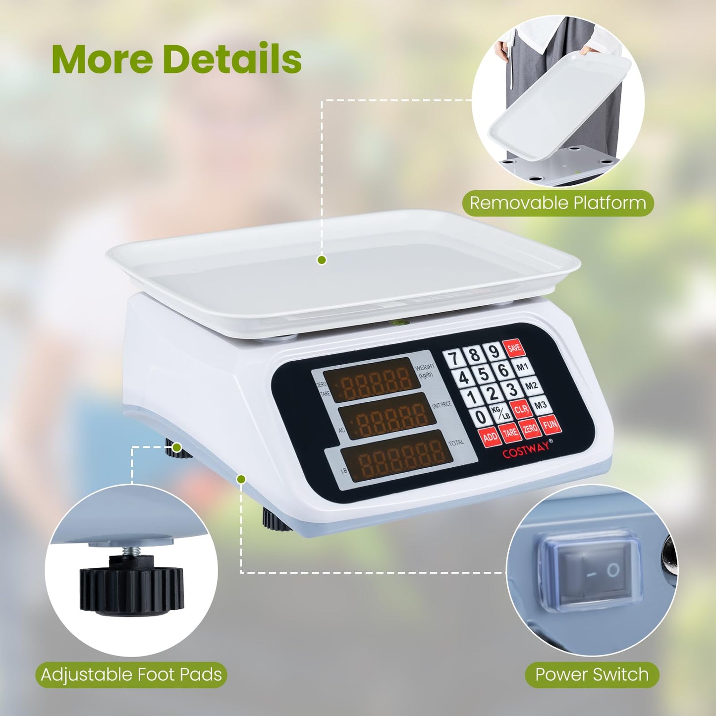 40kg Price Computing Scale with Dual-sided LED Display