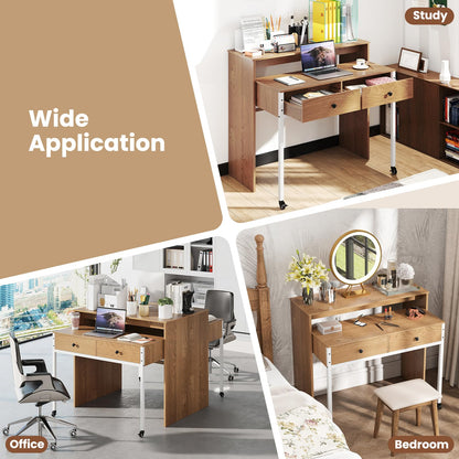 Extending Computer Desk with 2 Storage Drawers