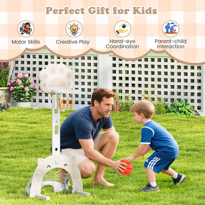 3-in-1 Kids Sports Center Adjustable Basketball Hoop with Soccer Game