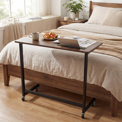 Rolling Laptop Desk Cart with Tablet Slot and Wheels