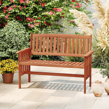 2-Seater Garden Bench, Solid Wood Patio Loveseat Park Bench Chair