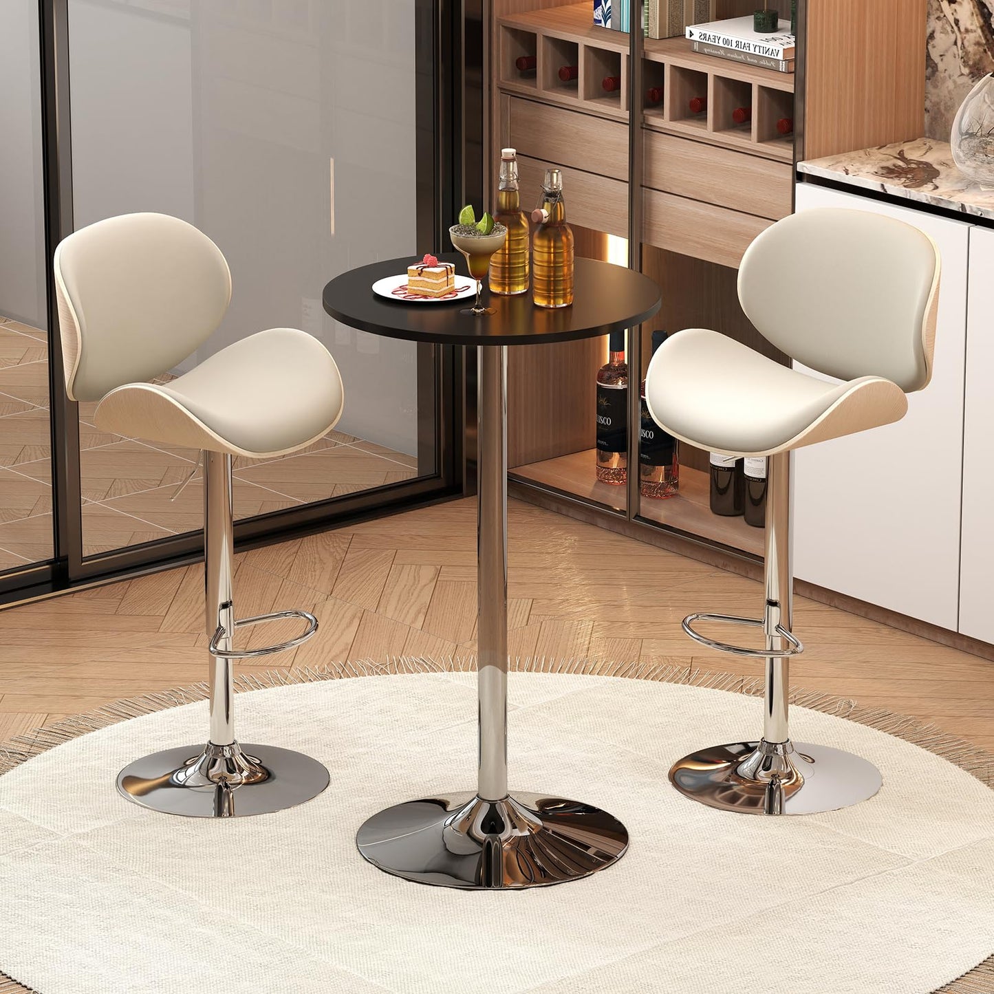 60cm Counter Bistro Pub Tables with Fixed Tabletop for Home Kitchen Café