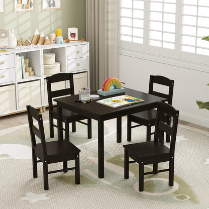 5pcs Activity Wooden Children Desk Chair Set for Preschool Girls Boys