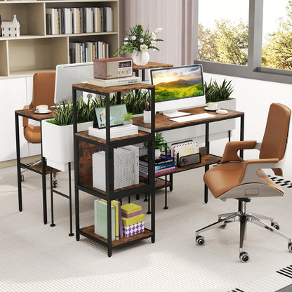 Computer Desk, 2-in-1 Workstation PC Laptop Table with Storage Bookshelf