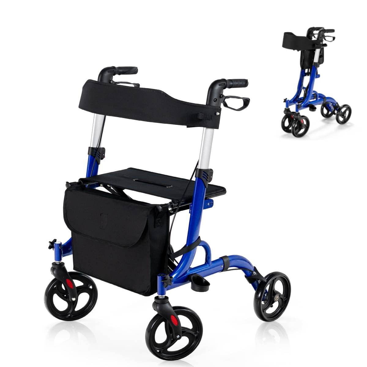 2 in 1 Walker Aluminium Mobility Walking Aid with Seat Adjustable