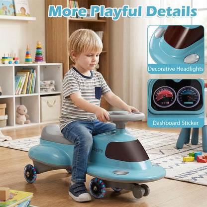 Ride on Wiggle Car, Sit On Swivel Scooter with Light up Wheels, Under-seat Storage