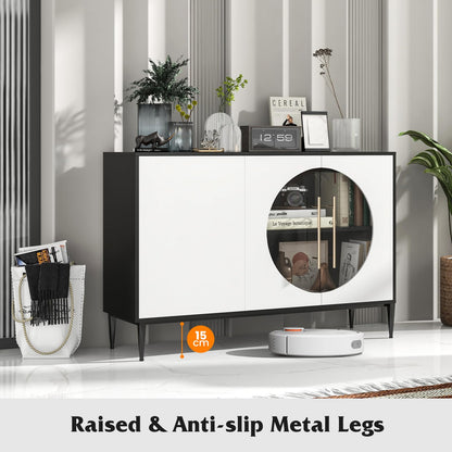 Wooden Storage Cabinet with 3 Doors for Dining Living Room