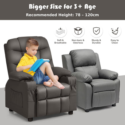 PU Leather Upholstered Children Armchair Sofa with Footrest
