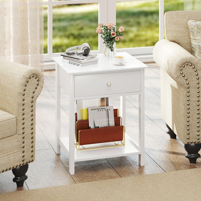1/2 Pieces Wooden Nightstand with Drawer and Storage Shelf