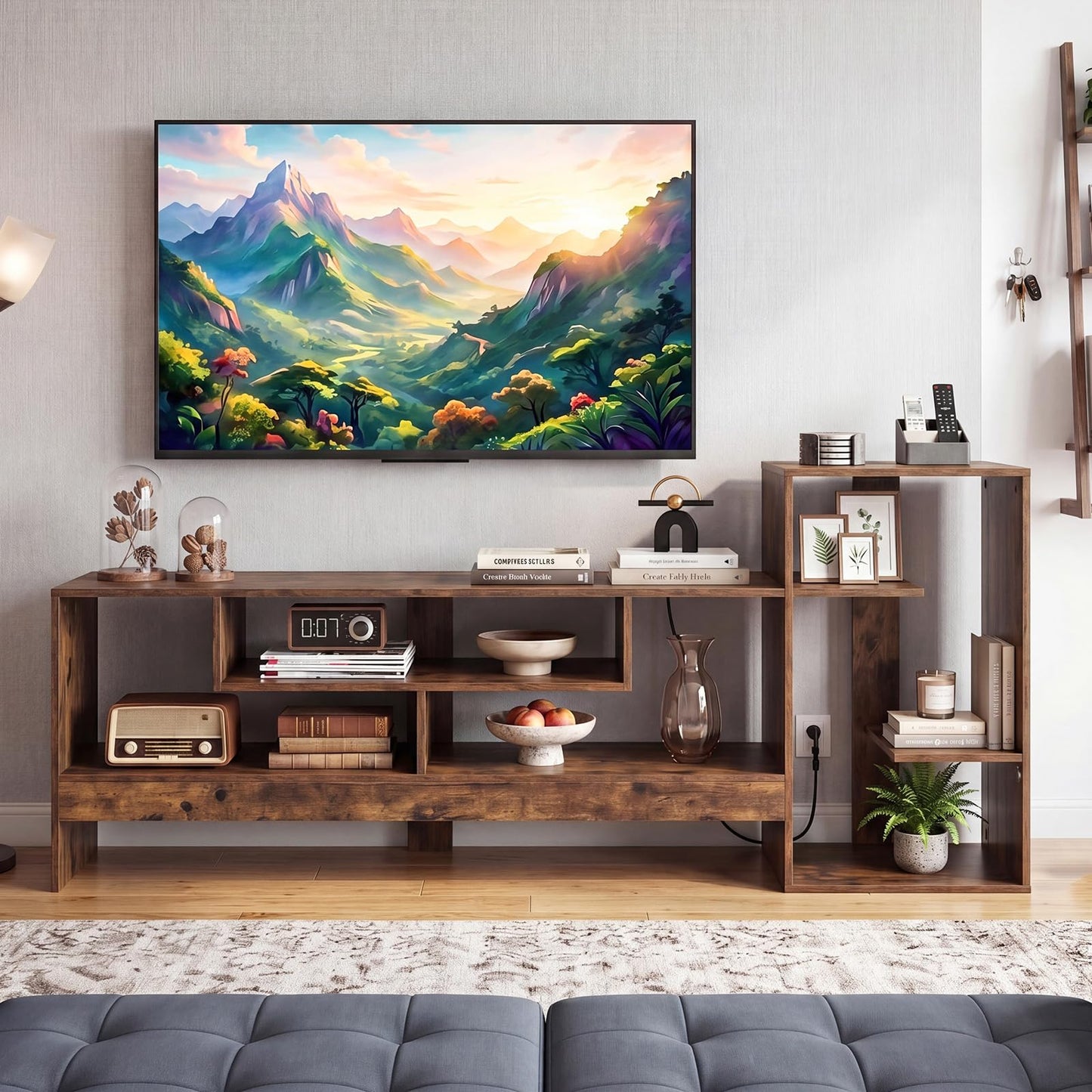TV Stand Cabinet for 55 Inch TVs with Power Outlets