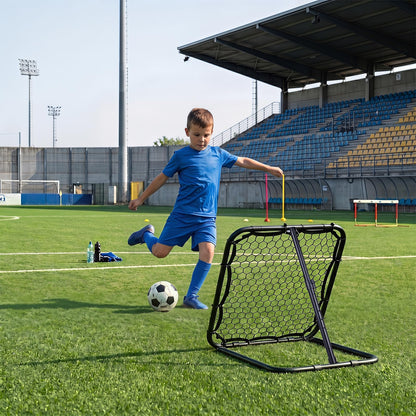 Foldable Football Rebounder Net, Football Training Net with Metal Frame, Adjustable Soccer Target Goal