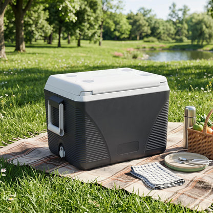 41L Insulated Cool Box, Hard Cooler Ice Chest Box for Cold/Hot Food & Drink with Handle