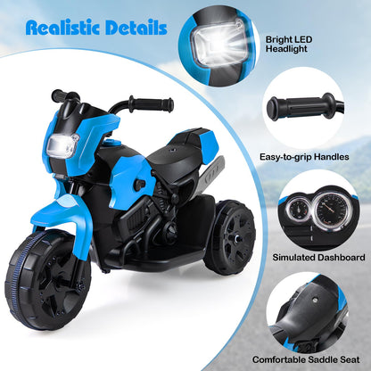 6V Kids 3-Wheel Ride on Motorbike with LED Headlight for Boys Girls Aged 37-72 Months
