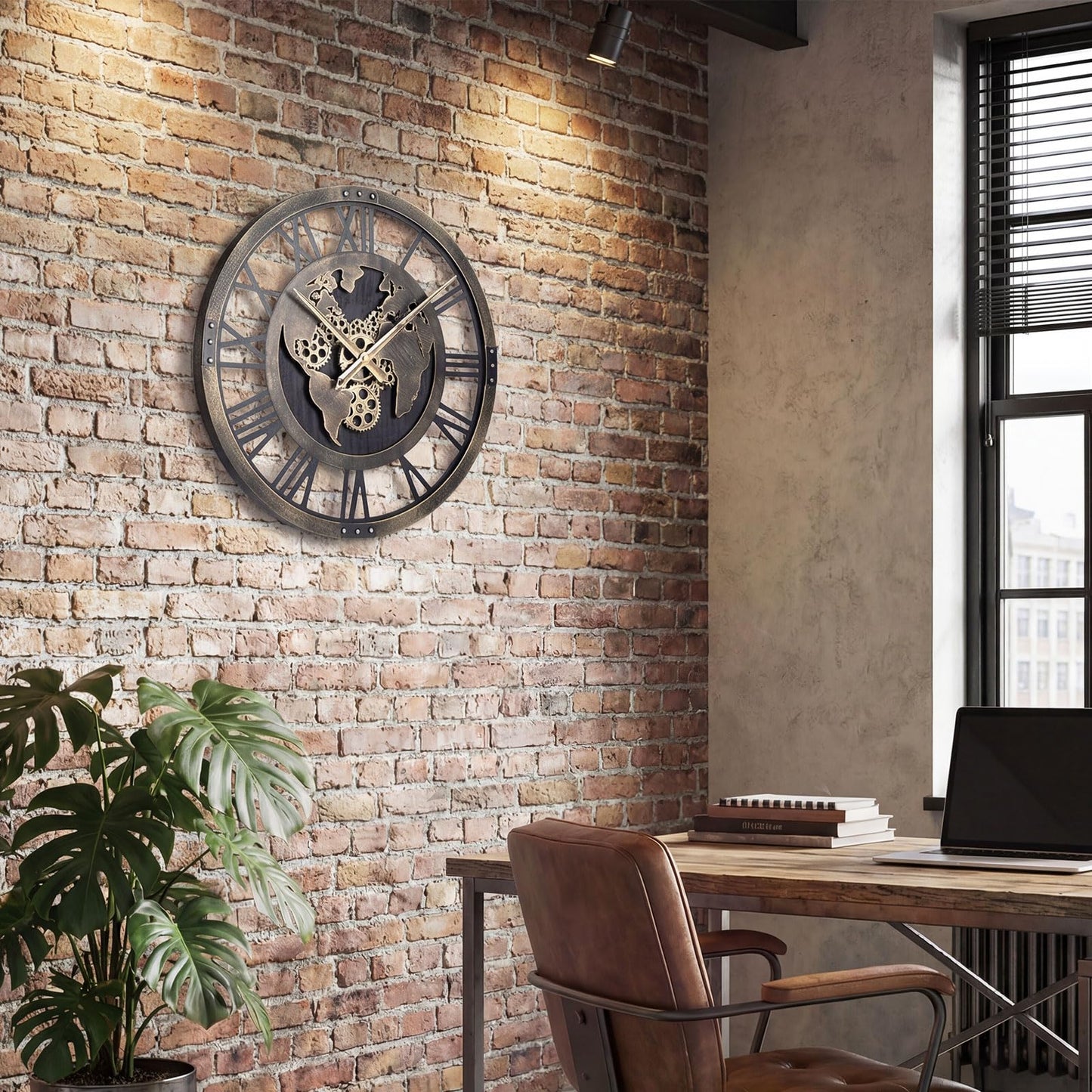 Large Wall Clock, 27”/68cm Metal Non-Ticking Decorative Clock, Battery-Operated Wall Decoration
